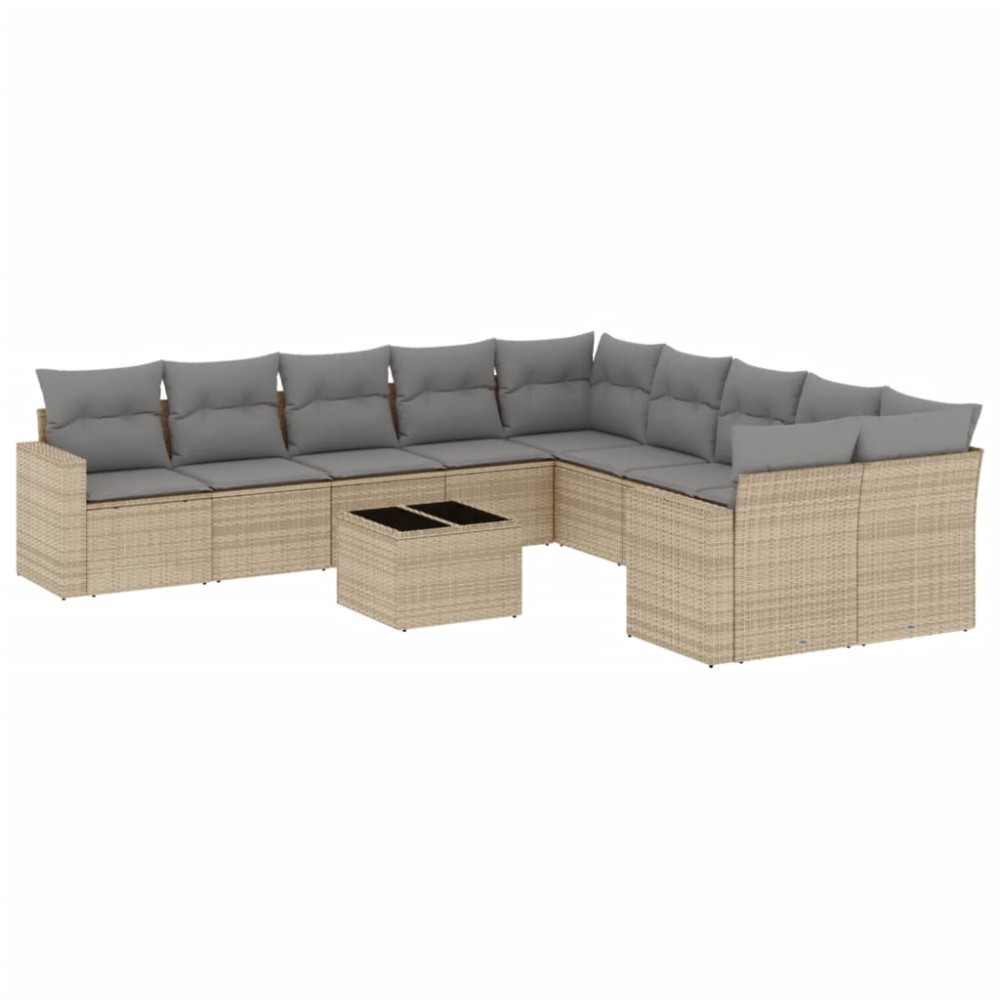 vidaXL Set canapele de grădină cu perne, 11 piese, bej, poliratan