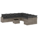 vidaXL Set canapele de grădină cu perne, 11 piese, gri, poliratan vidaXL Set canapele de grădină cu perne, 11 piese, gri, poliratan