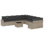 vidaXL Set canapele de grădină cu perne, 11 piese, gri, poliratan vidaXL Set canapele de grădină cu perne, 11 piese, gri, poliratan