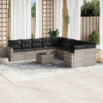 vidaXL Set canapele de grădină cu perne, 11 piese, gri, poliratan vidaXL Set canapele de grădină cu perne, 11 piese, gri, poliratan