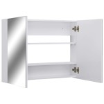 vidaXL Dulap de baie cu oglindă, alb, 80x15x60 cm, MDF vidaXL Dulap de baie cu oglindă, alb, 80x15x60 cm, MDF