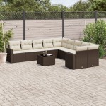 vidaXL Set canapele de grădină cu perne, 11 piese, maro, poliratan vidaXL Set canapele de grădină cu perne, 11 piese, maro, poliratan
