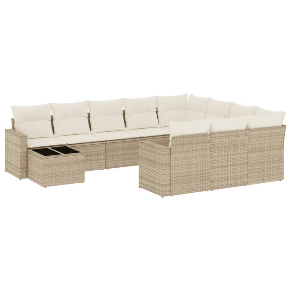 vidaXL Set canapele de grădină cu perne, 11 piese, bej, poliratan