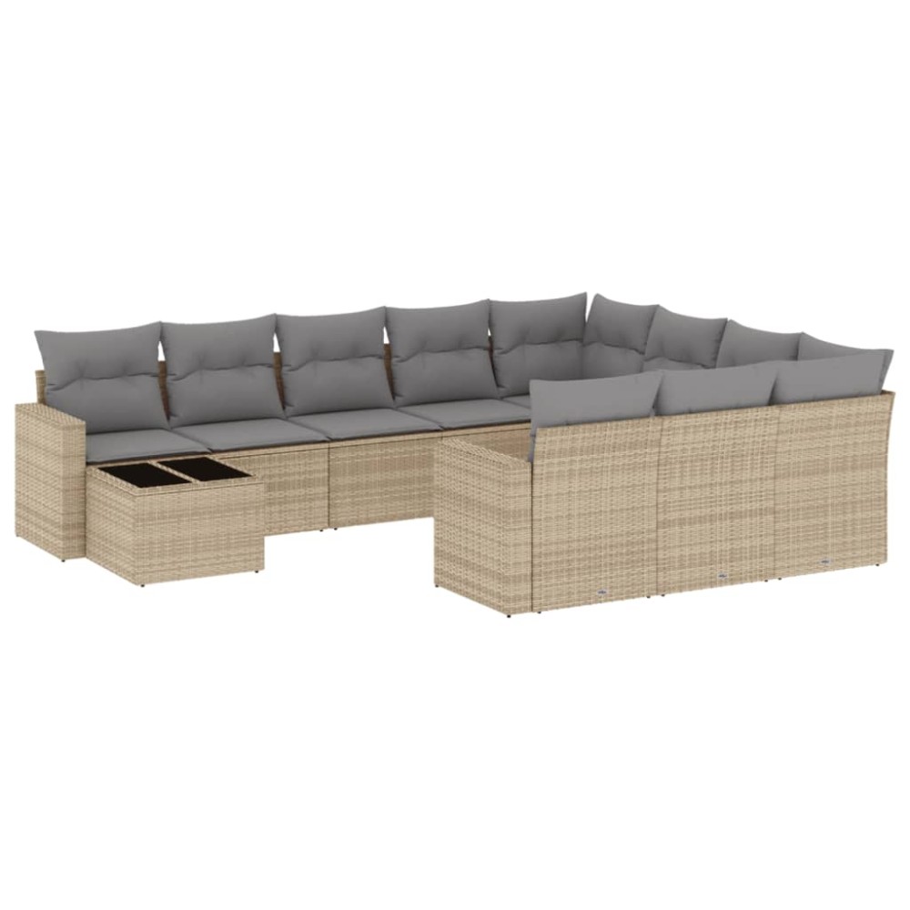vidaXL Set canapele de grădină cu perne, 11 piese, bej, poliratan