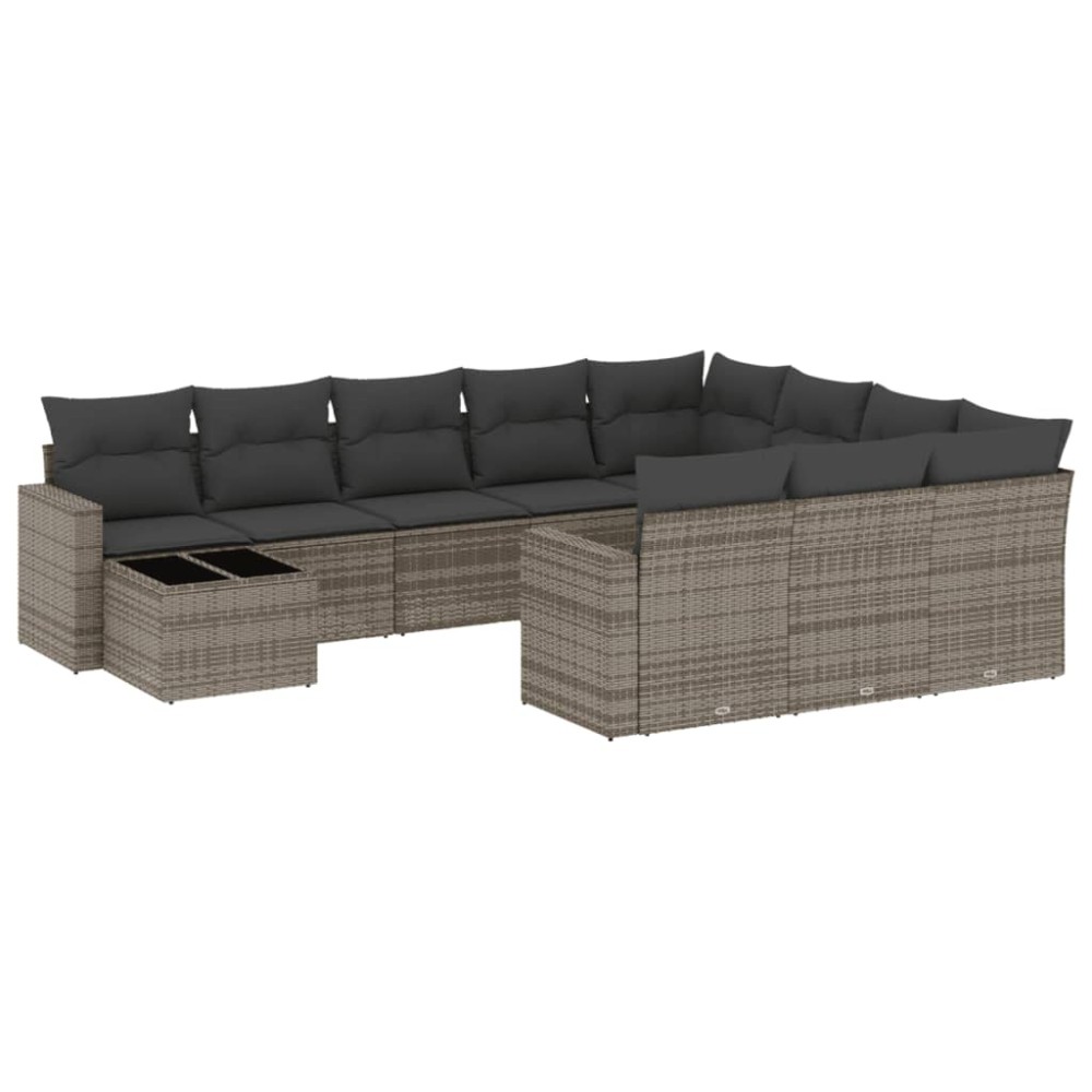 vidaXL Set canapele de grădină cu perne, 11 piese, gri, poliratan