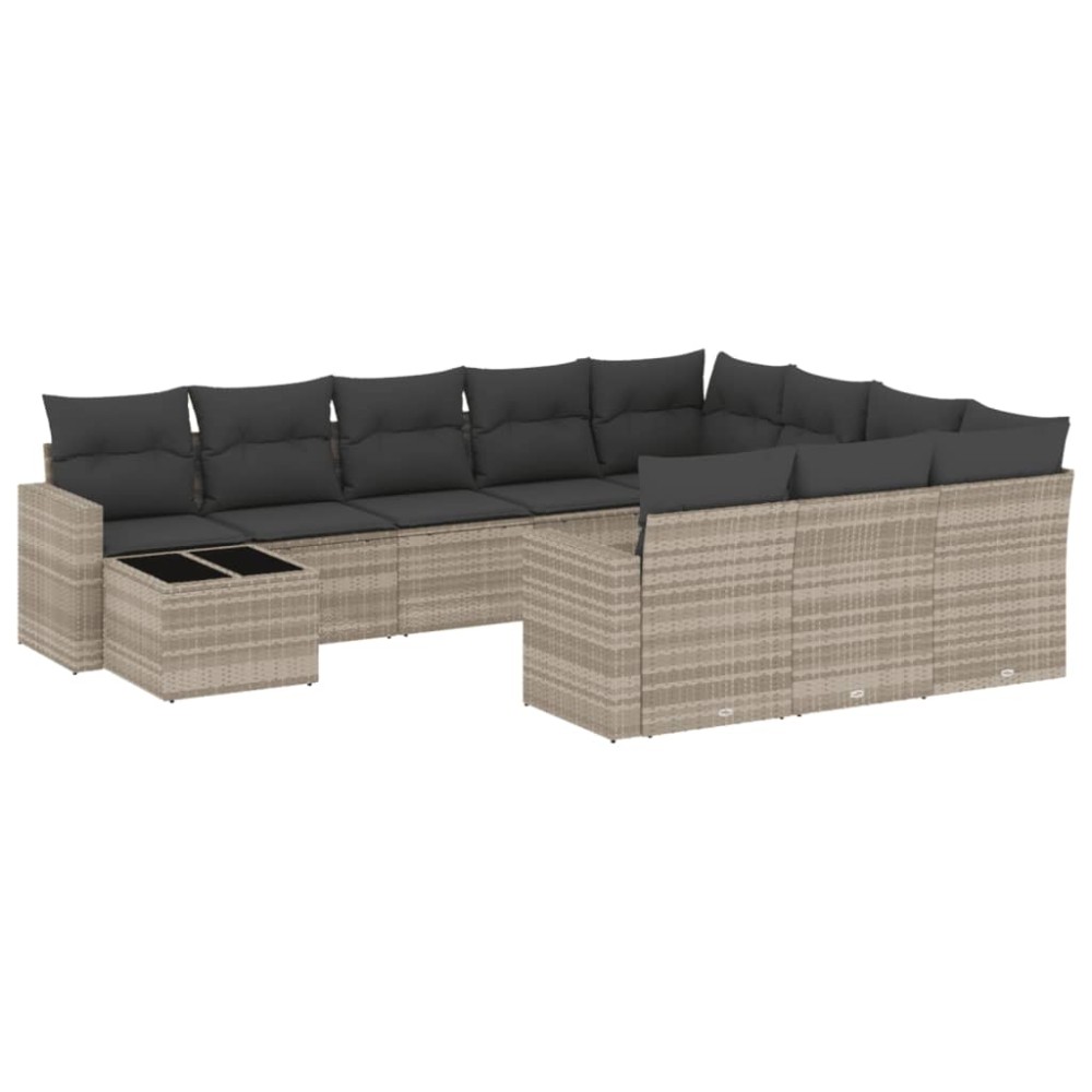 vidaXL Set canapele de grădină cu perne, 11 piese, gri, poliratan
