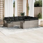 vidaXL Set canapele de grădină cu perne, 11 piese, gri, poliratan vidaXL Set canapele de grădină cu perne, 11 piese, gri, poliratan