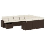 vidaXL Set canapele de grădină cu perne, 11 piese, maro, poliratan vidaXL Set canapele de grădină cu perne, 11 piese, maro, poliratan