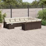 vidaXL Set canapele de grădină cu perne, 11 piese, maro, poliratan vidaXL Set canapele de grădină cu perne, 11 piese, maro, poliratan
