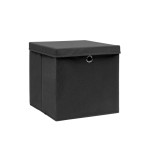 vidaXL Cutii depozitare cu capac, 4 buc., negru, 28x28x28 cm vidaXL Cutii depozitare cu capac, 4 buc., negru, 28x28x28 cm