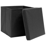 vidaXL Cutii depozitare cu capac, 4 buc., negru, 28x28x28 cm vidaXL Cutii depozitare cu capac, 4 buc., negru, 28x28x28 cm