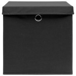 vidaXL Cutii depozitare cu capac, 4 buc., negru, 28x28x28 cm vidaXL Cutii depozitare cu capac, 4 buc., negru, 28x28x28 cm