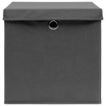 vidaXL Cutii depozitare cu capac, 4 buc., gri, 28x28x28 cm vidaXL Cutii depozitare cu capac, 4 buc., gri, 28x28x28 cm