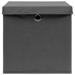 vidaXL Cutii depozitare cu capac, 4 buc., gri, 28x28x28 cm vidaXL Cutii depozitare cu capac, 4 buc., gri, 28x28x28 cm