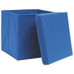 vidaXL Cutii depozitare cu capac, 4 buc., albastru, 28x28x28 cm vidaXL Cutii depozitare cu capac, 4 buc., albastru, 28x28x28 cm