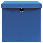 vidaXL Cutii depozitare cu capac, 4 buc., albastru, 28x28x28 cm vidaXL Cutii depozitare cu capac, 4 buc., albastru, 28x28x28 cm