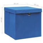 vidaXL Cutii depozitare cu capac, 4 buc., albastru, 28x28x28 cm vidaXL Cutii depozitare cu capac, 4 buc., albastru, 28x28x28 cm