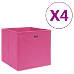 vidaXL Cutii depozitare, 4 buc., roz, 28x28x28 cm, textil nețesut vidaXL Cutii depozitare, 4 buc., roz, 28x28x28 cm, textil nețesut