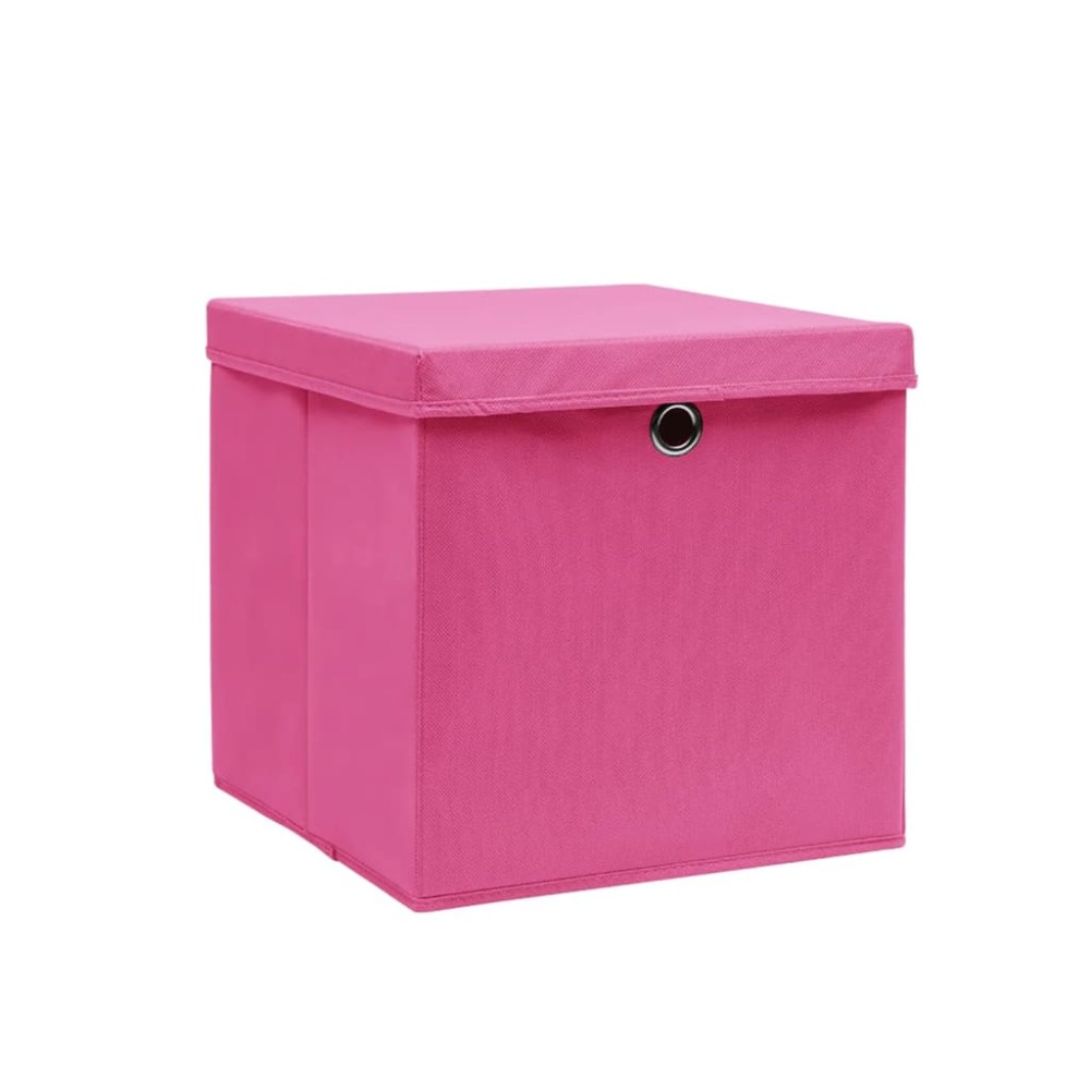 vidaXL Cutii depozitare cu capace, 10 buc., roz, 28x28x28 cm