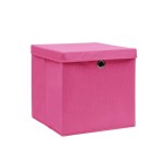 vidaXL Cutii depozitare cu capace, 10 buc., roz, 28x28x28 cm vidaXL Cutii depozitare cu capace, 10 buc., roz, 28x28x28 cm