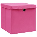vidaXL Cutii depozitare cu capace, 10 buc., roz, 28x28x28 cm vidaXL Cutii depozitare cu capace, 10 buc., roz, 28x28x28 cm