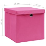 vidaXL Cutii depozitare cu capace, 10 buc., roz, 28x28x28 cm vidaXL Cutii depozitare cu capace, 10 buc., roz, 28x28x28 cm