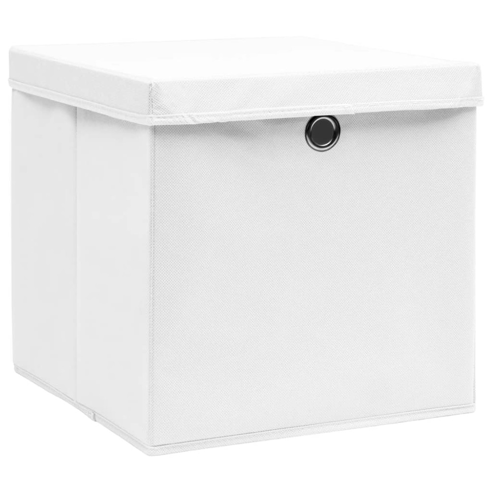 vidaXL Cutii depozitare cu capace, 4 buc., alb, 28x28x28 cm