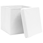 vidaXL Cutii depozitare cu capace, 4 buc., alb, 28x28x28 cm vidaXL Cutii depozitare cu capace, 4 buc., alb, 28x28x28 cm