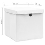 vidaXL Cutii depozitare cu capace, 4 buc., alb, 28x28x28 cm vidaXL Cutii depozitare cu capace, 4 buc., alb, 28x28x28 cm