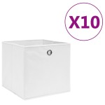 vidaXL Cutii depozitare, 10 buc., alb, 28x28x28 cm, material nețesut vidaXL Cutii depozitare, 10 buc., alb, 28x28x28 cm, material nețesut