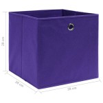 vidaXL Cutii de depozitare 4 buc. violet, 28x28x28 cm, textil nețesut vidaXL Cutii de depozitare 4 buc. violet, 28x28x28 cm, textil nețesut