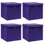 vidaXL Cutii depozitare cu capace, 4 buc., violet, 28x28x28 cm vidaXL Cutii depozitare cu capace, 4 buc., violet, 28x28x28 cm