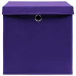vidaXL Cutii depozitare cu capace, 4 buc., violet, 28x28x28 cm vidaXL Cutii depozitare cu capace, 4 buc., violet, 28x28x28 cm