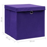 vidaXL Cutii depozitare cu capace, 4 buc., violet, 28x28x28 cm vidaXL Cutii depozitare cu capace, 4 buc., violet, 28x28x28 cm