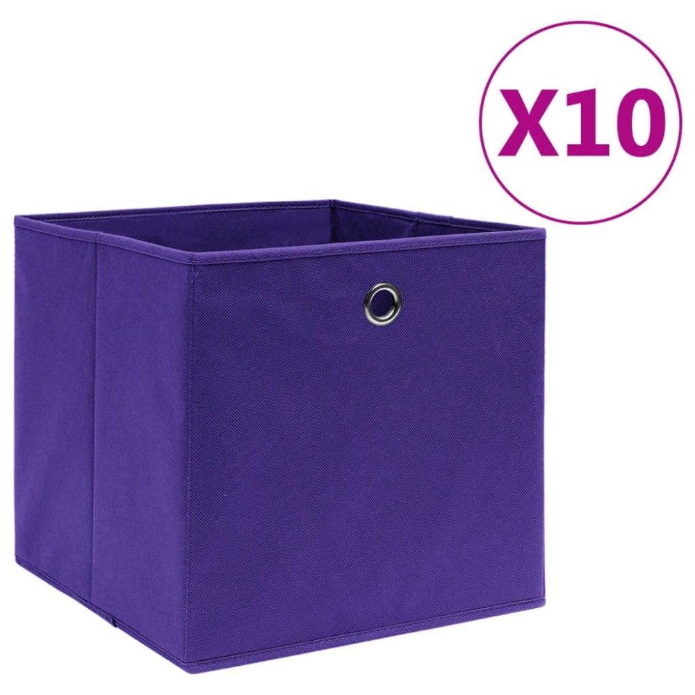 vidaXL Cutii de depozitare 10 buc. violet, 28x28x28 cm, textil nețesut