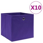 vidaXL Cutii de depozitare 10 buc. violet, 28x28x28 cm, textil nețesut vidaXL Cutii de depozitare 10 buc. violet, 28x28x28 cm, textil nețesut