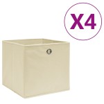 vidaXL Cutii de depozitare, 4 buc., crem, 28x28x28 cm, textil nețesut vidaXL Cutii de depozitare, 4 buc., crem, 28x28x28 cm, textil nețesut