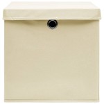 vidaXL Cutii depozitare cu capace, 4 buc., crem, 28x28x28 cm vidaXL Cutii depozitare cu capace, 4 buc., crem, 28x28x28 cm