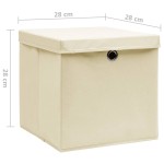 vidaXL Cutii depozitare cu capace, 10 buc., crem, 28x28x28 cm vidaXL Cutii depozitare cu capace, 10 buc., crem, 28x28x28 cm