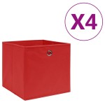 vidaXL Cutii depozitare, 4 buc., roșu, 28x28x28 cm, textil nețesut vidaXL Cutii depozitare, 4 buc., roșu, 28x28x28 cm, textil nețesut