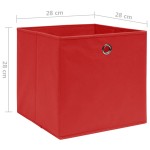 vidaXL Cutii depozitare, 4 buc., roșu, 28x28x28 cm, textil nețesut vidaXL Cutii depozitare, 4 buc., roșu, 28x28x28 cm, textil nețesut