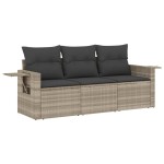 vidaXL Set canapele de grădină cu perne, 3 piese gri deschis poliratan