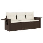 vidaXL Set canapele de grădină cu perne, 3 piese, maro, poliratan vidaXL Set canapele de grădină cu perne, 3 piese, maro, poliratan