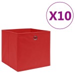 vidaXL Cutii depozitare, 10 buc., roșu, 28x28x28 cm, textil nețesut vidaXL Cutii depozitare, 10 buc., roșu, 28x28x28 cm, textil nețesut