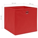 vidaXL Cutii depozitare, 10 buc., roșu, 28x28x28 cm, textil nețesut vidaXL Cutii depozitare, 10 buc., roșu, 28x28x28 cm, textil nețesut