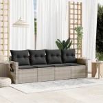 vidaXL Set canapea de grădină cu perne, 4 piese, gri deschis poliratan vidaXL Set canapea de grădină cu perne, 4 piese, gri deschis poliratan