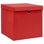 vidaXL Cutii depozitare cu capace, 10 buc., roșu, 28x28x28 cm vidaXL Cutii depozitare cu capace, 10 buc., roșu, 28x28x28 cm