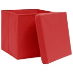vidaXL Cutii depozitare cu capace, 10 buc., roșu, 28x28x28 cm vidaXL Cutii depozitare cu capace, 10 buc., roșu, 28x28x28 cm