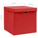 vidaXL Cutii depozitare cu capace, 10 buc., roșu, 28x28x28 cm vidaXL Cutii depozitare cu capace, 10 buc., roșu, 28x28x28 cm