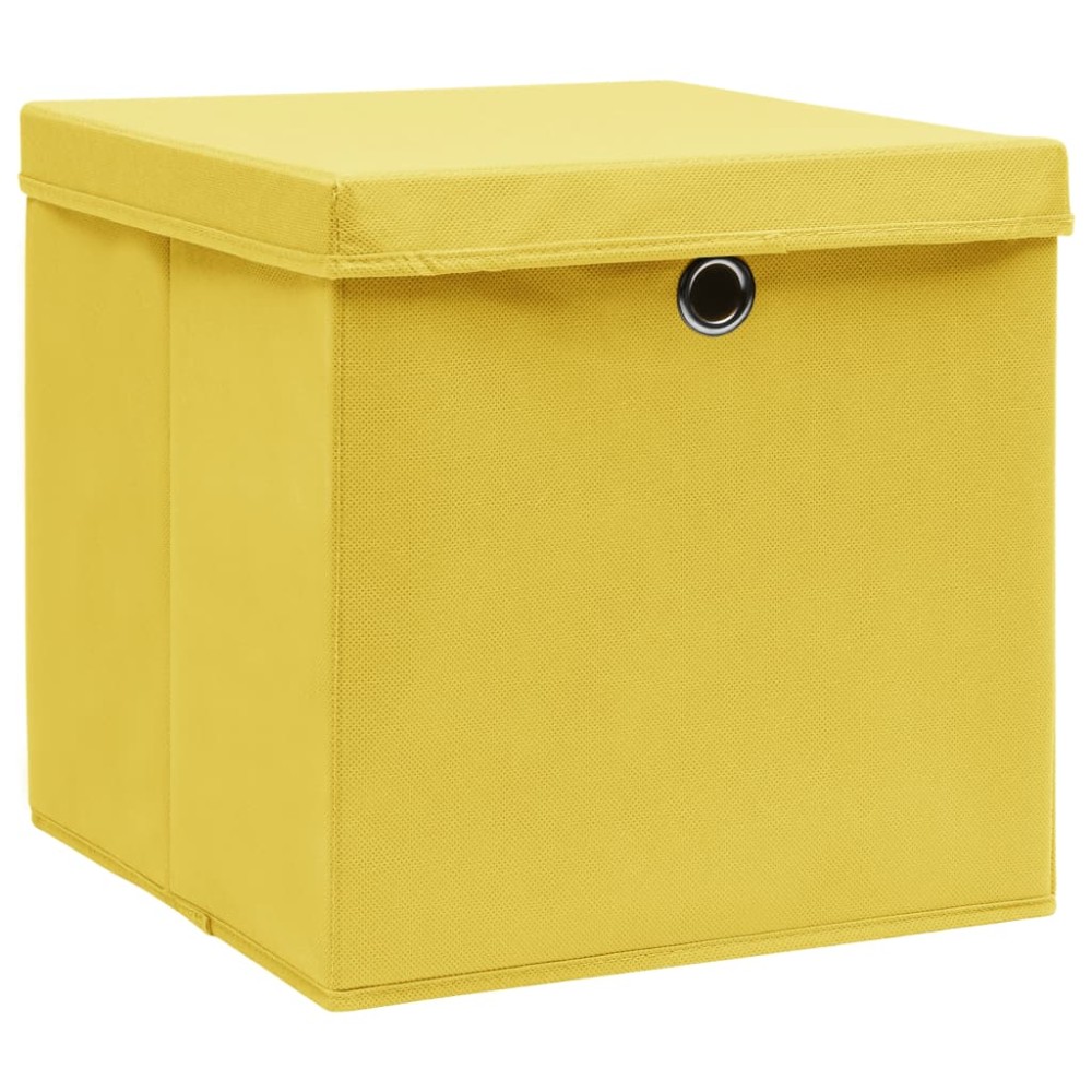 vidaXL Cutii depozitare cu capace, 10 buc., galben, 28x28x28 cm